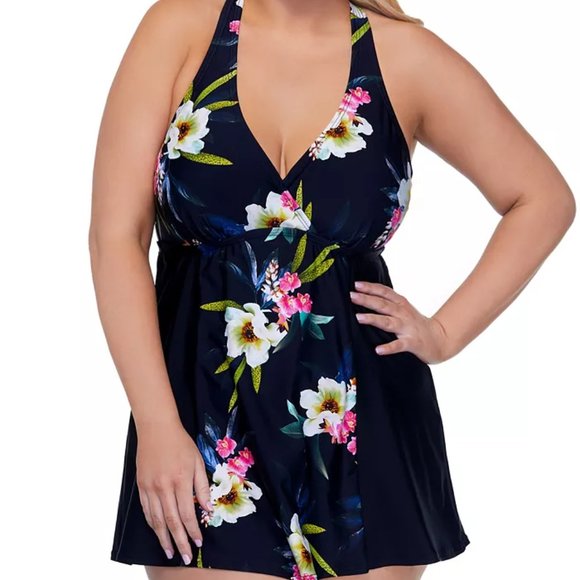 Island Escape Plus Size Tahiti Beach Underwire Swimdress